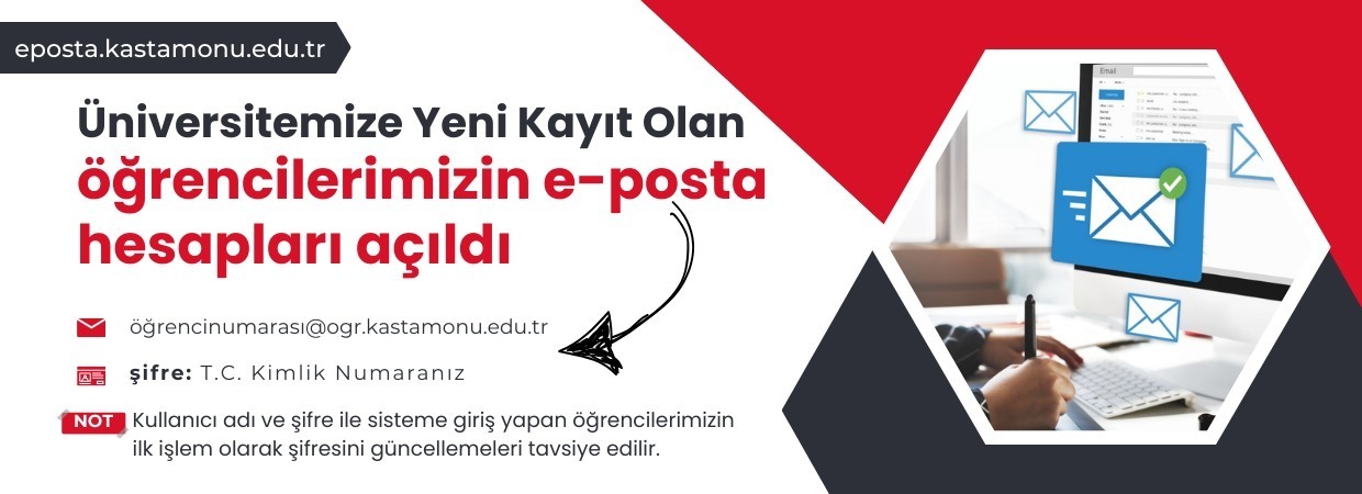 Üniversitemize Yeni Kayıt Olan Öğrencilerin E-posta Hesapları Açılmıştır