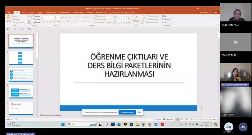 Eğiticilerin Eğitimi Programı Kapsamında “Öğrenme Çıktıları ve Ders Bilgi Paketlerinin Hazırlanması” Eğitimi Gerçekleştirildi