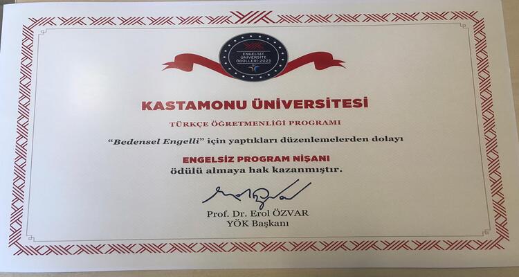 Fakültemize “Engelsiz Program Nişanı” Ödülü