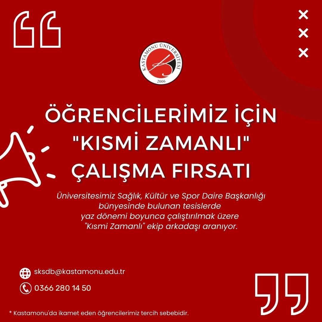 Öğrencilerimiz İçin Kısmi Zamanlı Çalışma Fırsatı