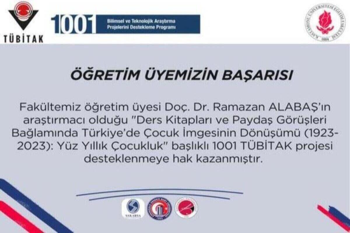 Doç. Dr. Ramazan ALABAŞ’ın Araştırmacı Olduğu TÜBİTAK 1001 Projesi Desteklenmeye Hak Kazandı